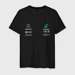 Футболка хлопковая мужская Merсedes PETRONAS, цвет: черный