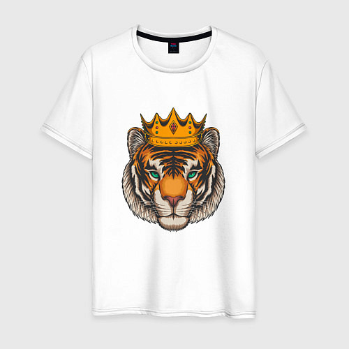 Мужская футболка Тигр в короне Tiger in the crown / Белый – фото 1