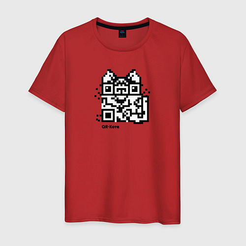 Мужская футболка QR-коте / Красный – фото 1