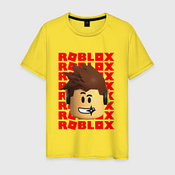 Футболка хлопковая мужская ROBLOX RED LOGO LEGO FACE, цвет: желтый