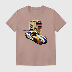Футболка хлопковая мужская Porsche 911 Carrera 4S, цвет: пыльно-розовый