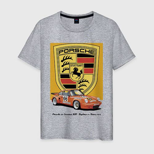 Мужская футболка Porsche 911 Carrera RSR - Daytona 24 Hours 1973 / Меланж – фото 1