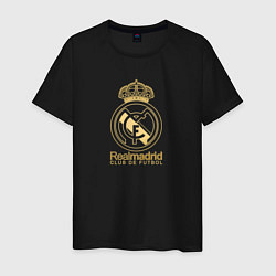 Футболка хлопковая мужская Real Madrid gold logo, цвет: черный