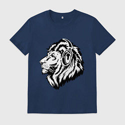 Мужская футболка Лев в наушниках