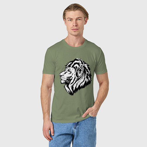 Мужская футболка Лев в наушниках / Авокадо – фото 3
