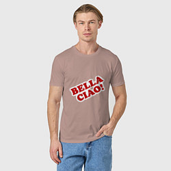 Футболка хлопковая мужская Bella Ciao!, цвет: пыльно-розовый — фото 2