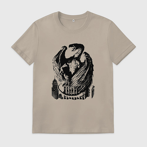 Мужская футболка Дракон в городе / Миндальный – фото 1