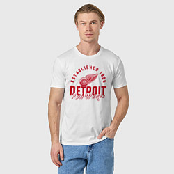 Футболка хлопковая мужская Detroit Red Wings Детройт Ред Вингз, цвет: белый — фото 2