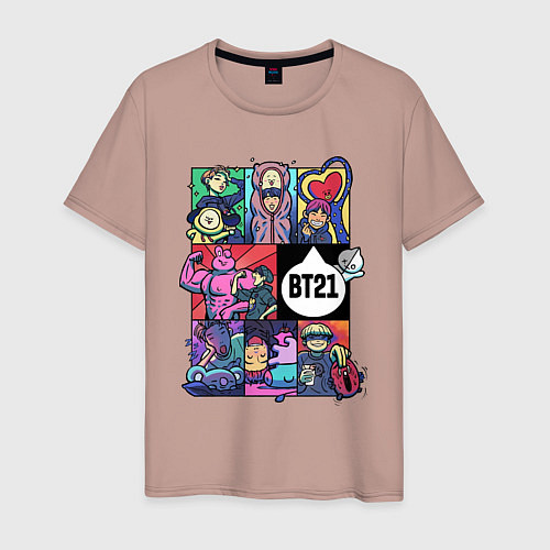 Мужская футболка BT21 POP-ART / Пыльно-розовый – фото 1