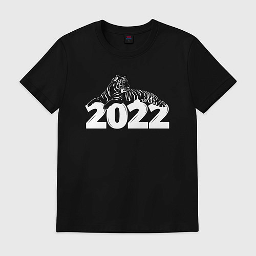 Мужская футболка Новогодний тигр 2022 White / Черный – фото 1