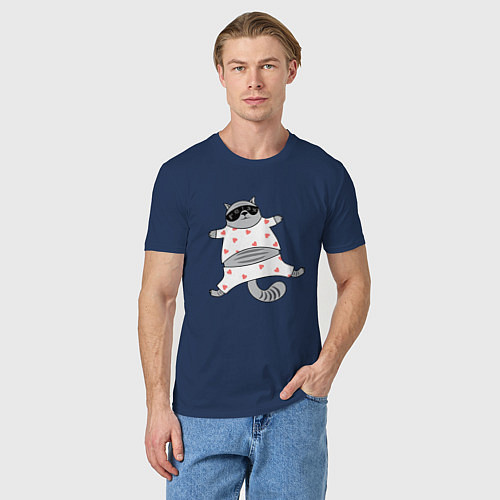 Мужская футболка Кот в пижаме / Тёмно-синий – фото 3