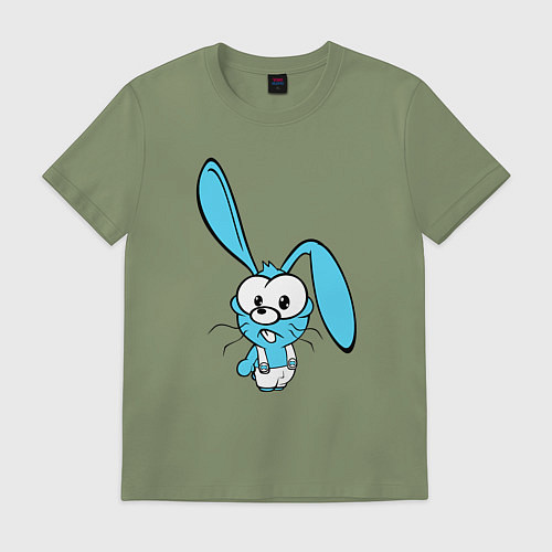 Мужская футболка Заяц пучеглазый голубенький / Авокадо – фото 1
