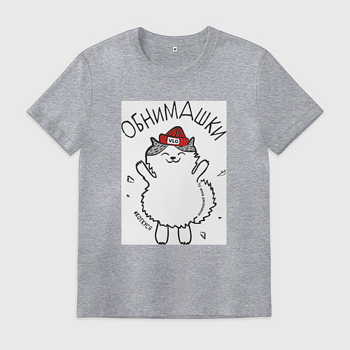Мужская футболка Кот Куся обнимашки VLG / Меланж – фото 1