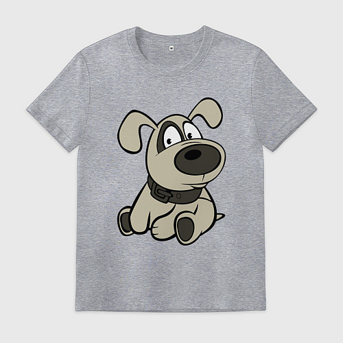 Мужская футболка Щенок глазастый бежевый / Меланж – фото 1