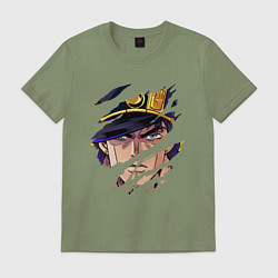Футболка хлопковая мужская JOJOS BIZARRE ADVENTURE, ГЛАВНЫЙ ГЕРОЙ, цвет: авокадо