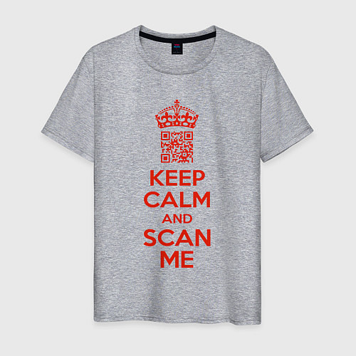 Мужская футболка Keep calm and scan me - fuck off / Меланж – фото 1