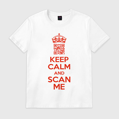 Мужская футболка Keep calm and scan me - fuck off / Белый – фото 1