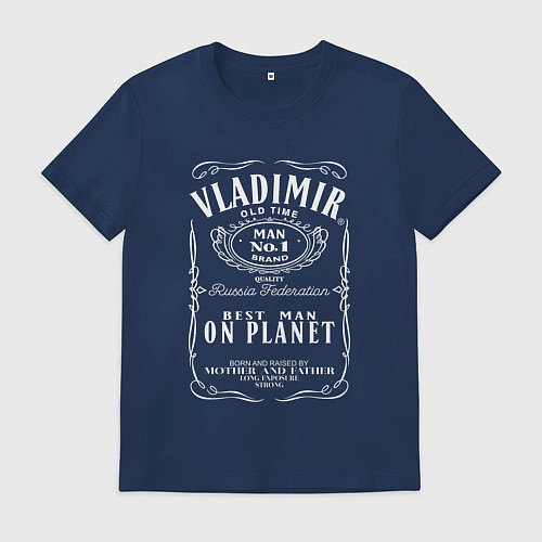 Мужская футболка ВЛАДИМИР в стиле ДЖЕК ДЭНИЭЛС / Тёмно-синий – фото 1