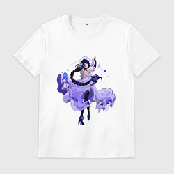 Футболка хлопковая мужская Шогун Райден в красивом платье Геншин, цвет: белый