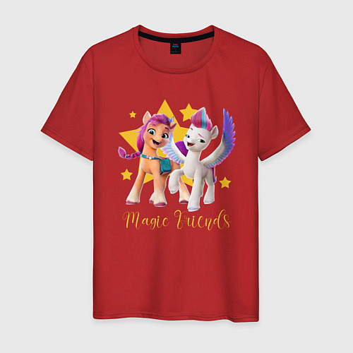 Мужская футболка Magic Pony Friends / Красный – фото 1