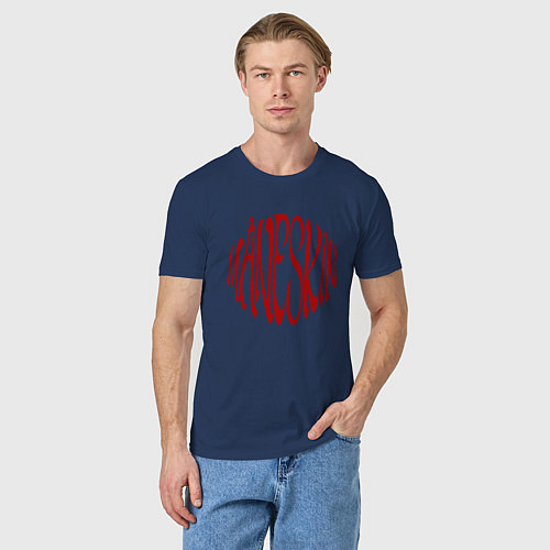 Мужская футболка MANESJIN LOGO RED МАНЕСКИН / Тёмно-синий – фото 3