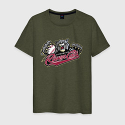 Футболка хлопковая мужская Sacramento River Cats - baseball team, цвет: меланж-хаки