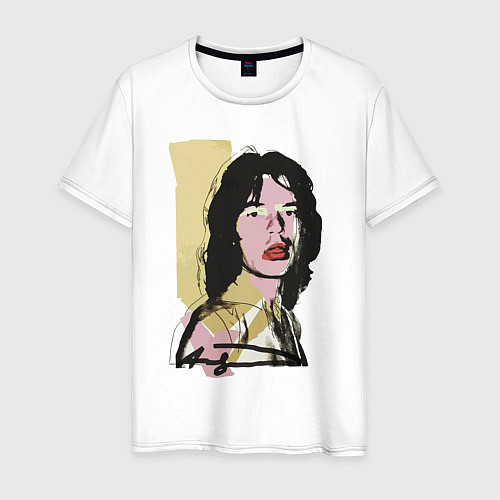 Мужская футболка Andy Warhol - Mick Jagger pop art / Белый – фото 1