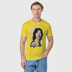 Футболка хлопковая мужская Andy Warhol - Mick Jagger pop art, цвет: желтый — фото 2