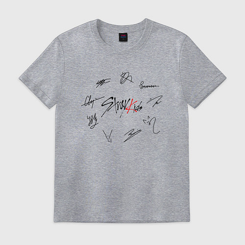 Мужская футболка STRAY KIDS АВТОГРАФЫ ЧЁРНЫЙ / Меланж – фото 1