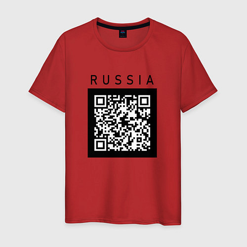 Мужская футболка QR-КОД RUSSIAN ПРИКОЛ / Красный – фото 1