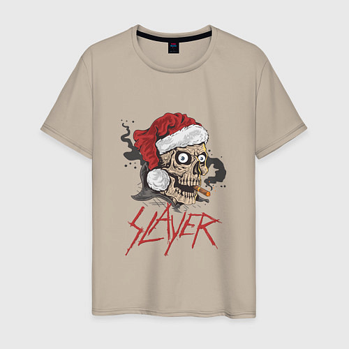 Мужская футболка SLAYER SKULL SANTA NEW YEAR / Миндальный – фото 1