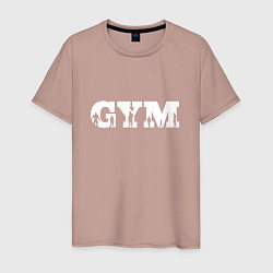 Футболка хлопковая мужская GYM- образ жизни, цвет: пыльно-розовый