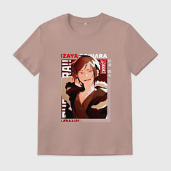 Футболка хлопковая мужская Дюрарара Durarara, Изая Орихара, цвет: пыльно-розовый