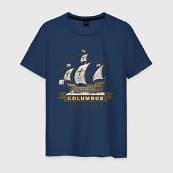 Футболка хлопковая мужская Корабль Columbus, цвет: тёмно-синий