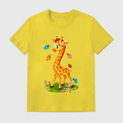 Мужская футболка Жираф с бабочками