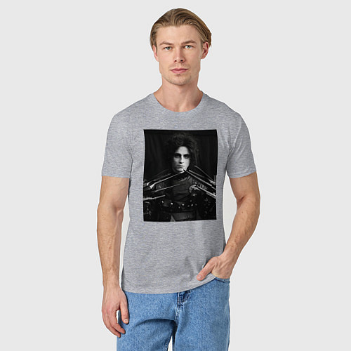 Мужская футболка Тимоти Шаламе черно белое фото / Меланж – фото 3