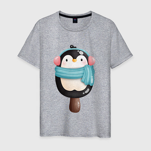 Мужская футболка Пингвин - эскимо / Меланж – фото 1