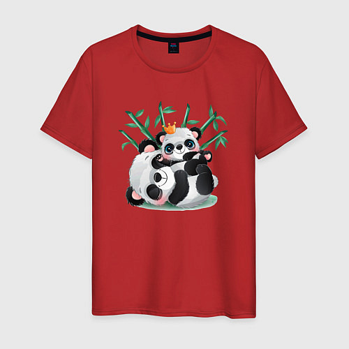 Мужская футболка Пандочка с дитенышем / Красный – фото 1