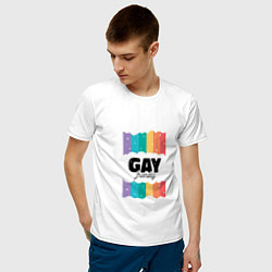 Футболка хлопковая мужская Gay friendly - ЛГБТ, цвет: белый — фото 2
