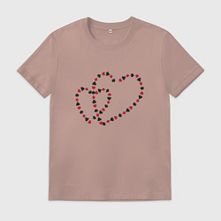 Мужская футболка Два влюбленных сердца линией из игральных карт раз