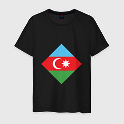 Футболка хлопковая мужская Flag Azerbaijan, цвет: черный