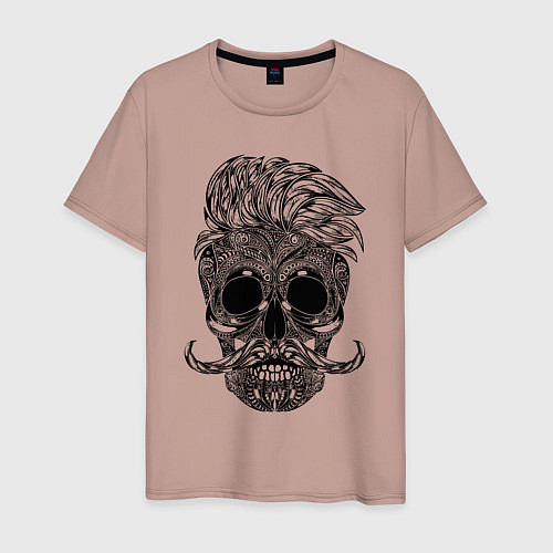 Мужская футболка Skull hipster / Пыльно-розовый – фото 1