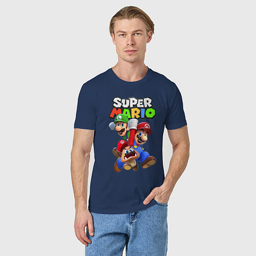Мужская футболка Братья Марио / Тёмно-синий – фото 3