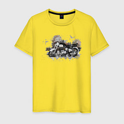 Футболка хлопковая мужская Motorcycle watercolor, цвет: желтый