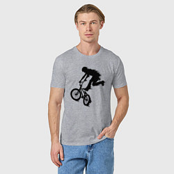 Футболка хлопковая мужская ВЕЛОСПОРТ BMX Racing ВЕЛОСИПЕДИСТ, цвет: меланж — фото 2