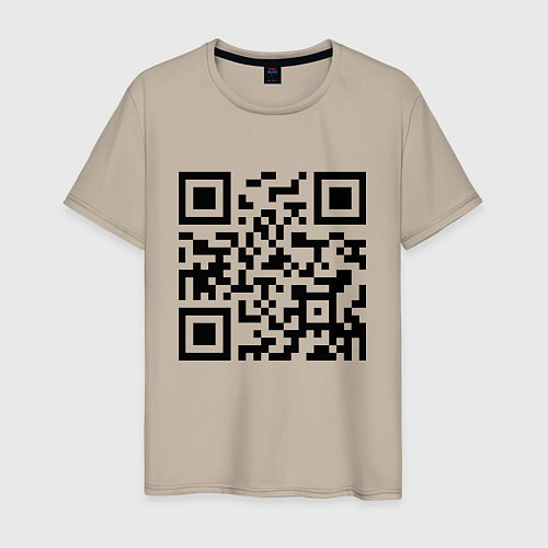 Мужская футболка Хочу в тайгу - QR code / Миндальный – фото 1