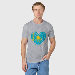 Футболка хлопковая мужская Kazakhstan Heart, цвет: меланж — фото 2