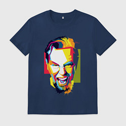 Футболка хлопковая мужская Джеймс Хетфилд поп арт, цвет: тёмно-синий