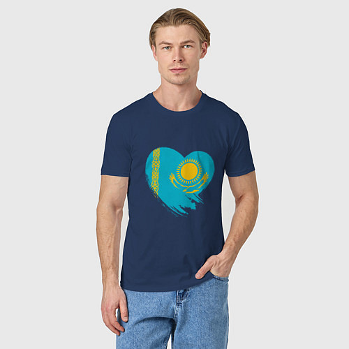 Мужская футболка Сердце - Казахстан / Тёмно-синий – фото 3