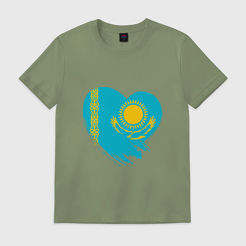 Мужская футболка Сердце - Казахстан / Авокадо – фото 1